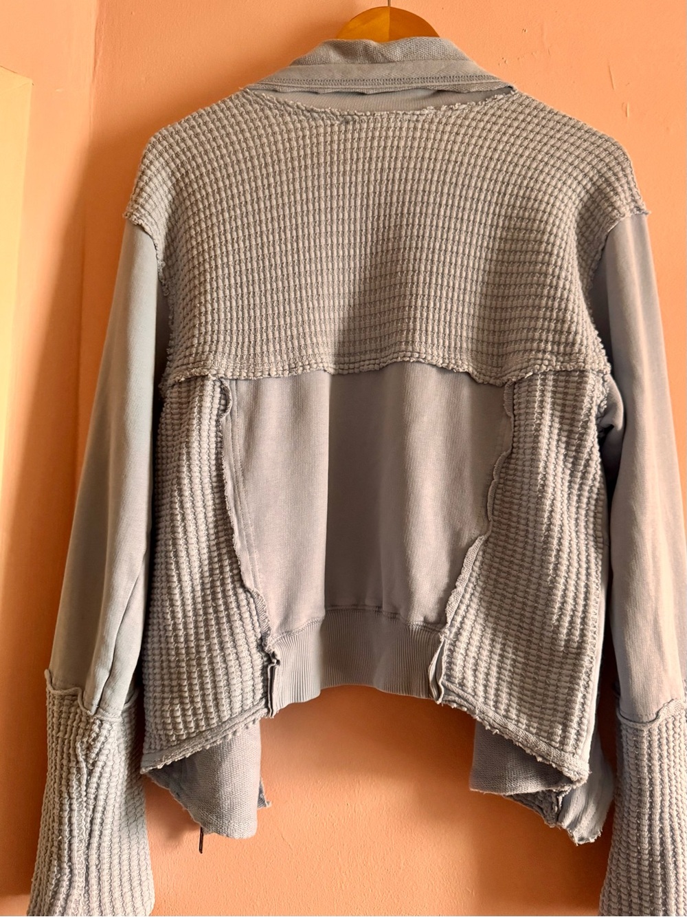 Light Blue Textured Open-Front Jacket - Picture 5 of 5